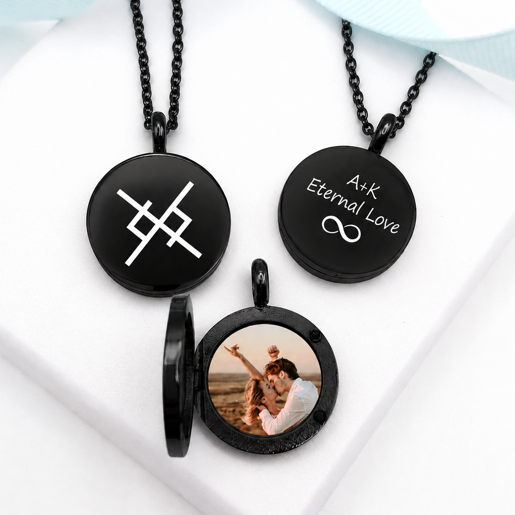 Eternal love Viking love symbol locket with photo for her and him.