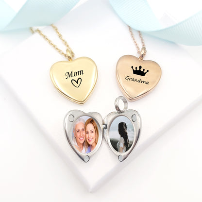 Heart locket for mom and grandma with photos.
