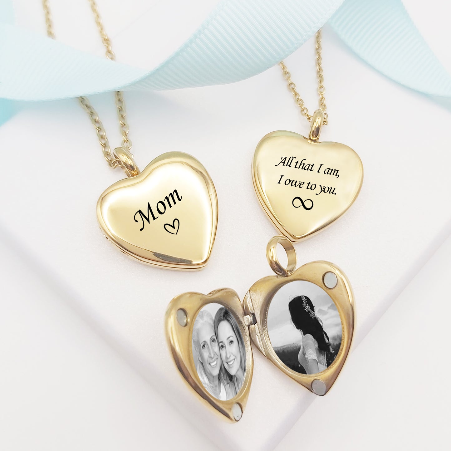 Heart locket for mom and grandma with photos.