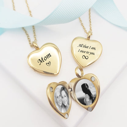 Heart locket for mom and grandma with photos.