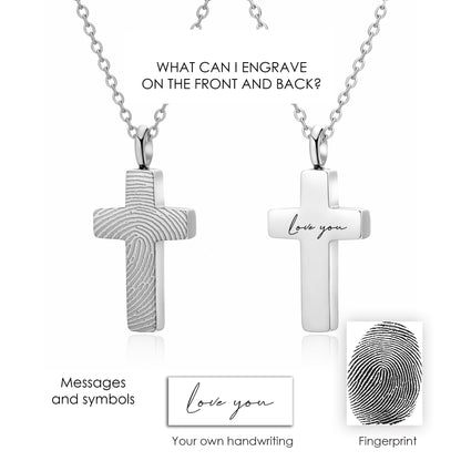 Collier d'urne personnalisé avec empreinte digitale pour cendres humaines.