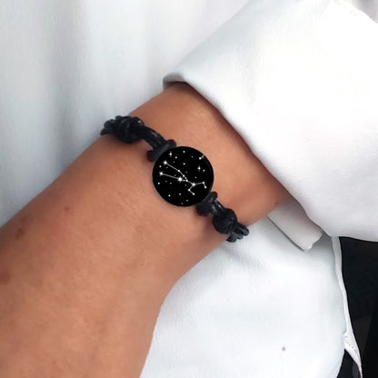 Engraved constellation leather bracelet