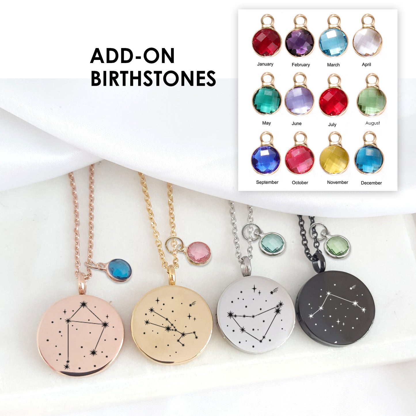 Constellation Zodiac locket necklace custom engraved.
