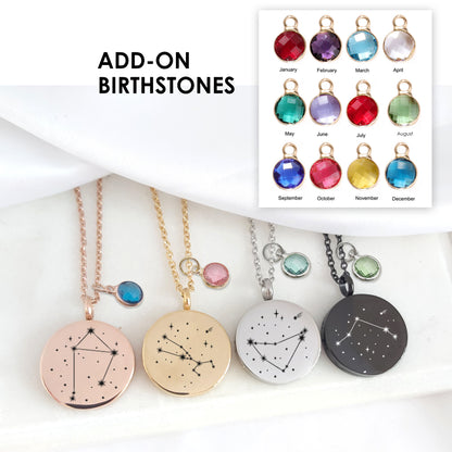 Constellation Zodiac locket necklace custom engraved.